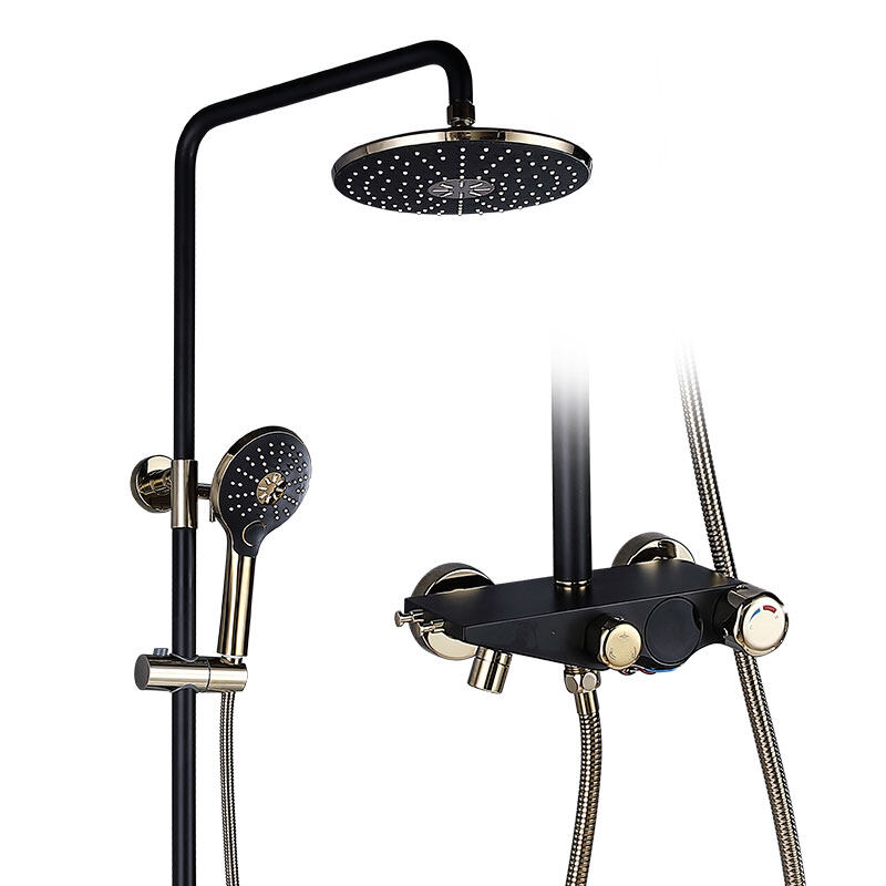 High beauty design black and gold brass material bathroom shower column set-945106HJ