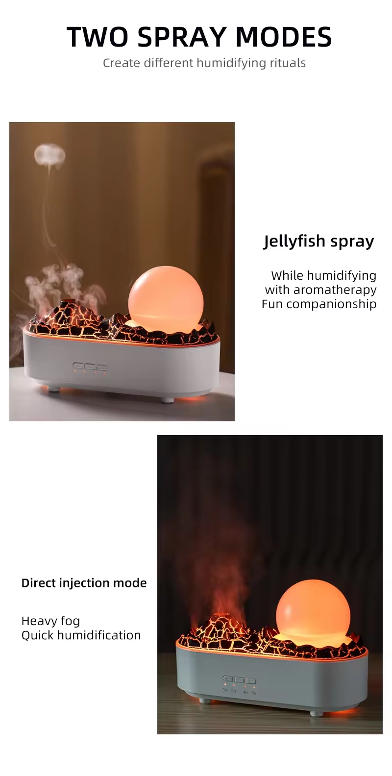 Two Spray Modes of Crystal Humidifier