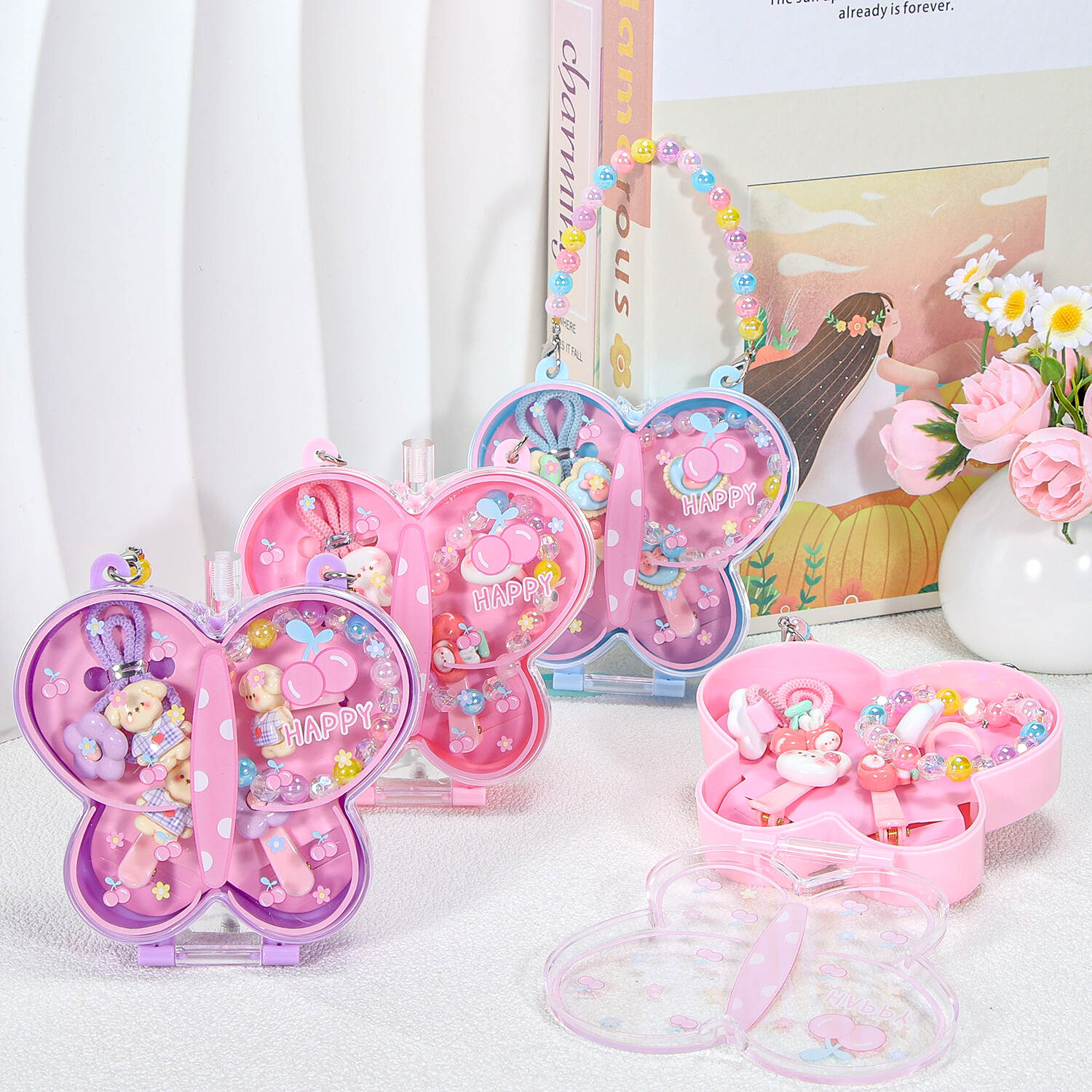 Cute children's jewelry gift box bag bracelet ring nail art patch girls gift baby hair accessories kindergarten gift