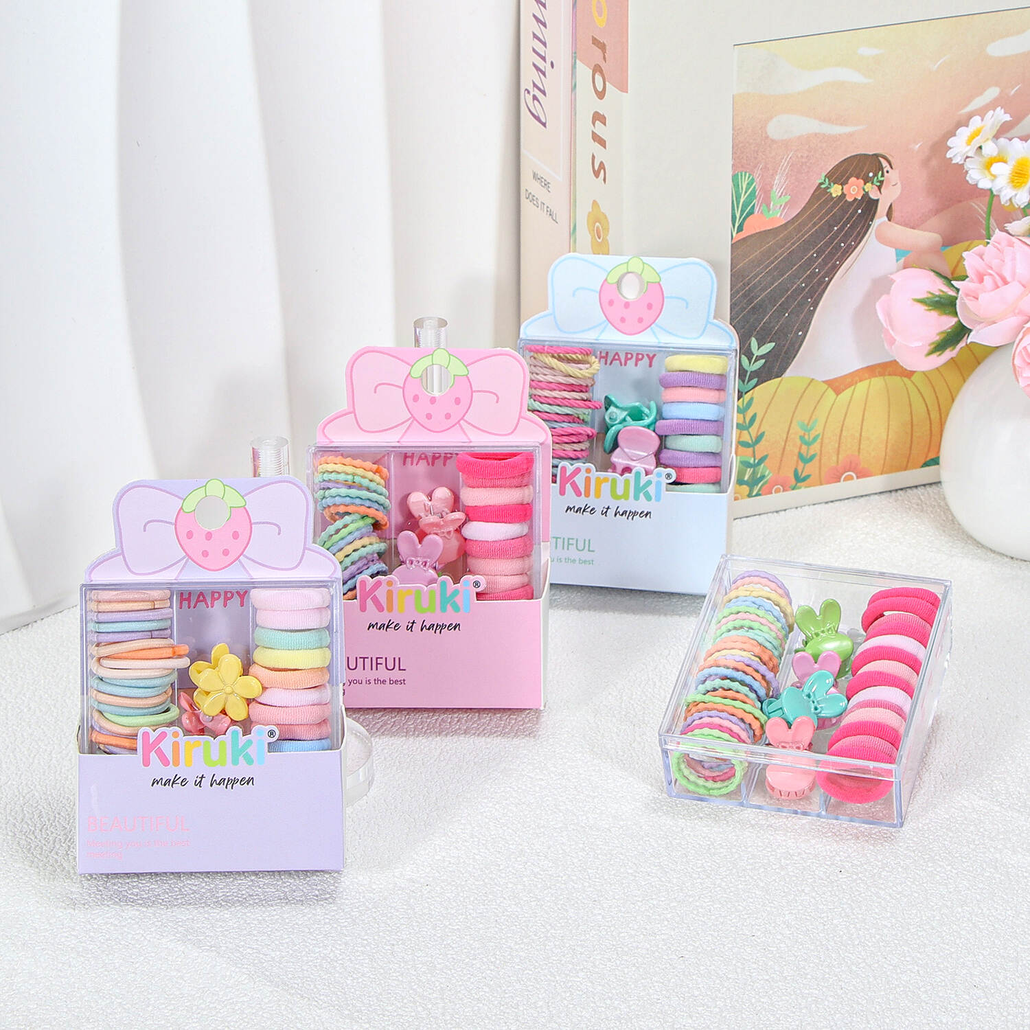Children's hot rubber band niche, no harm to hair, little scratching suit, girl baby cute girl candy color hair clip