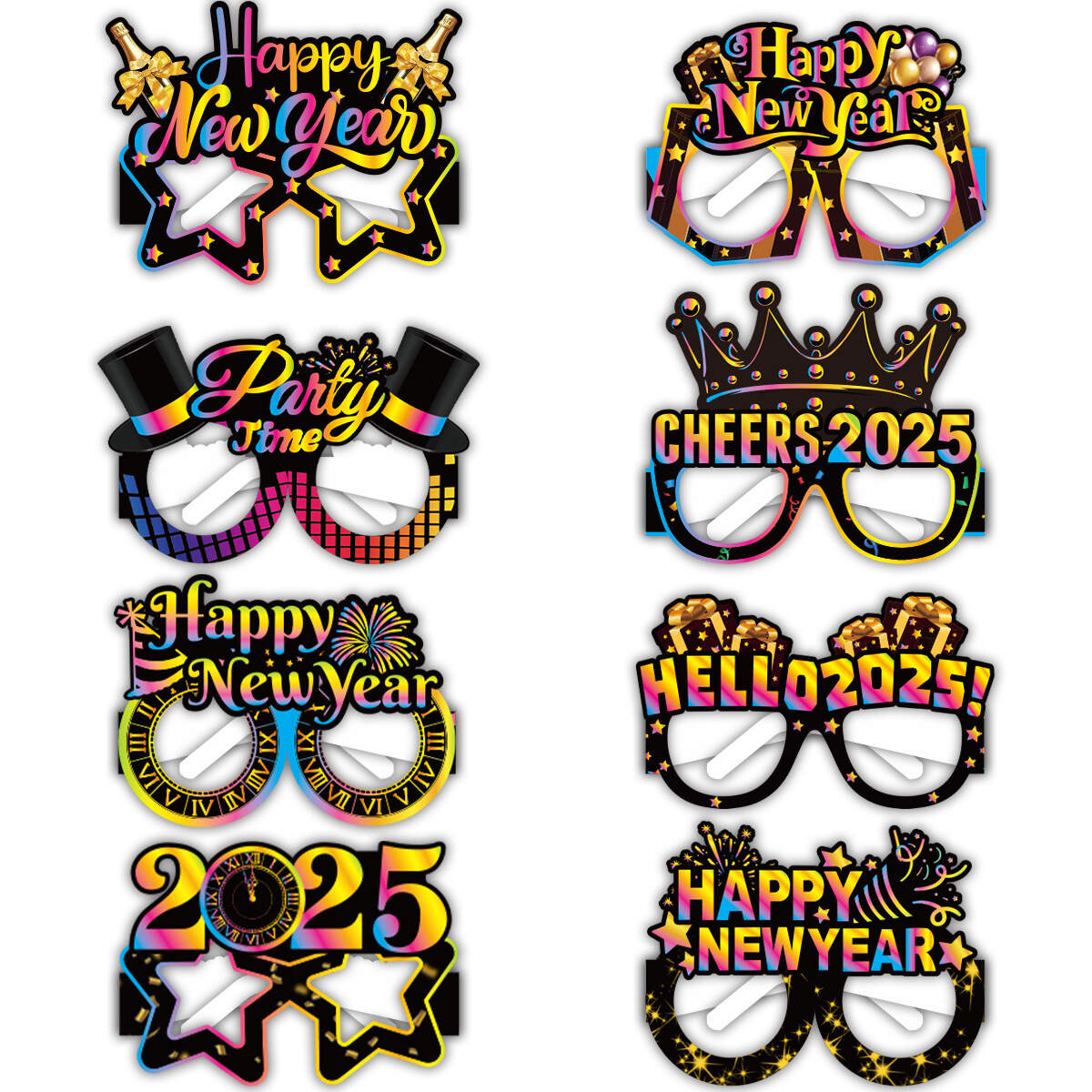 Happy New Year Party Glasses Photo Booth Props