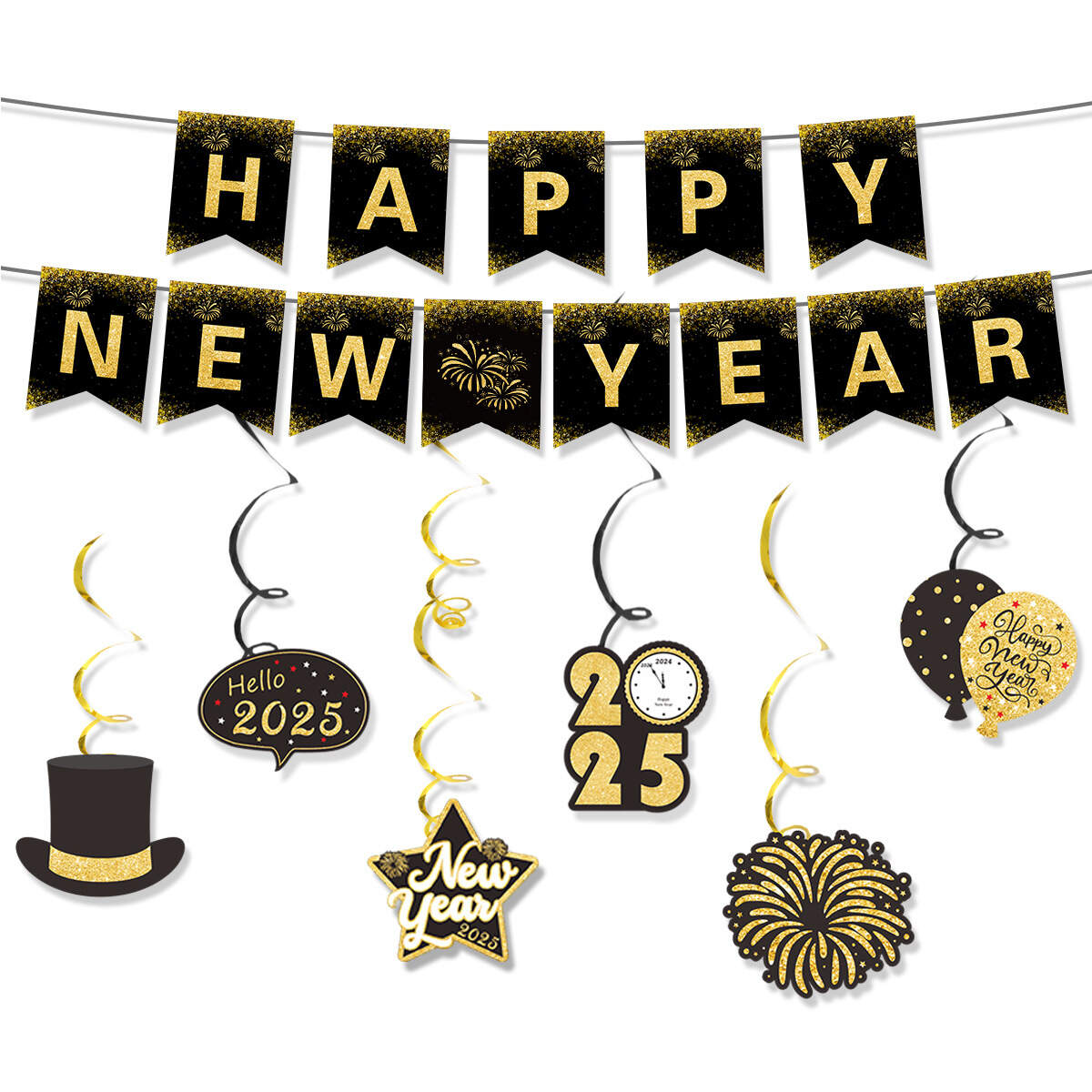 Happy New Year Hanging Paper Banner