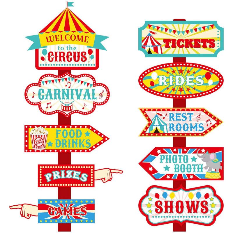 Carnival Party Directional Signs Decor