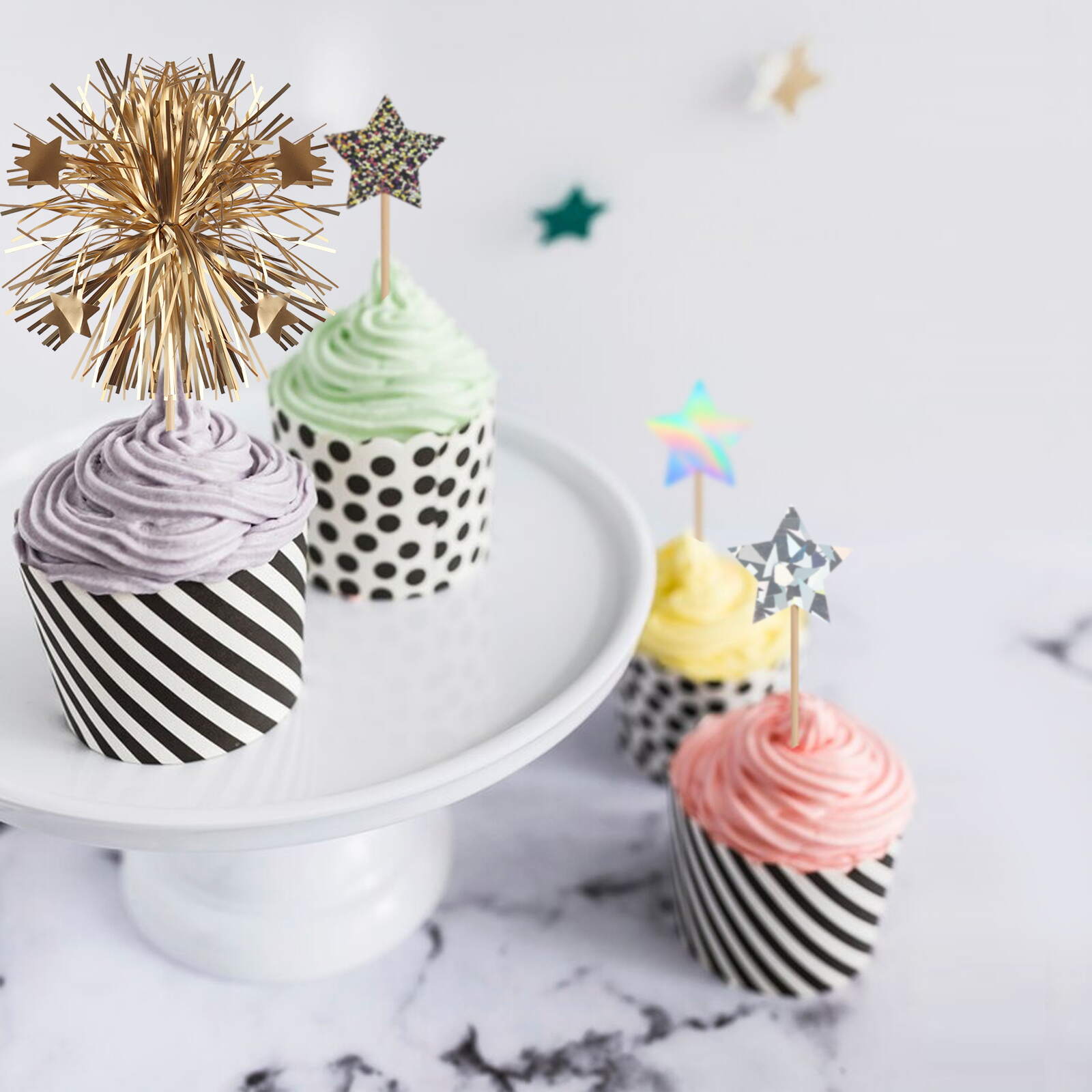 Foil Firework Cupcake Toppers