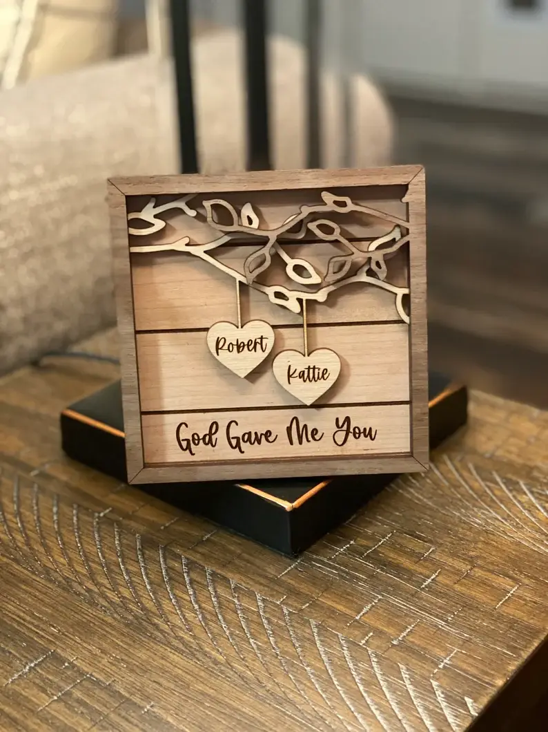 Personalized Wooden Sign | Couples Custom Wood Sign | Anniversary Gift | Personalized Wedding Gift | Valentine 3d Sign | Couples