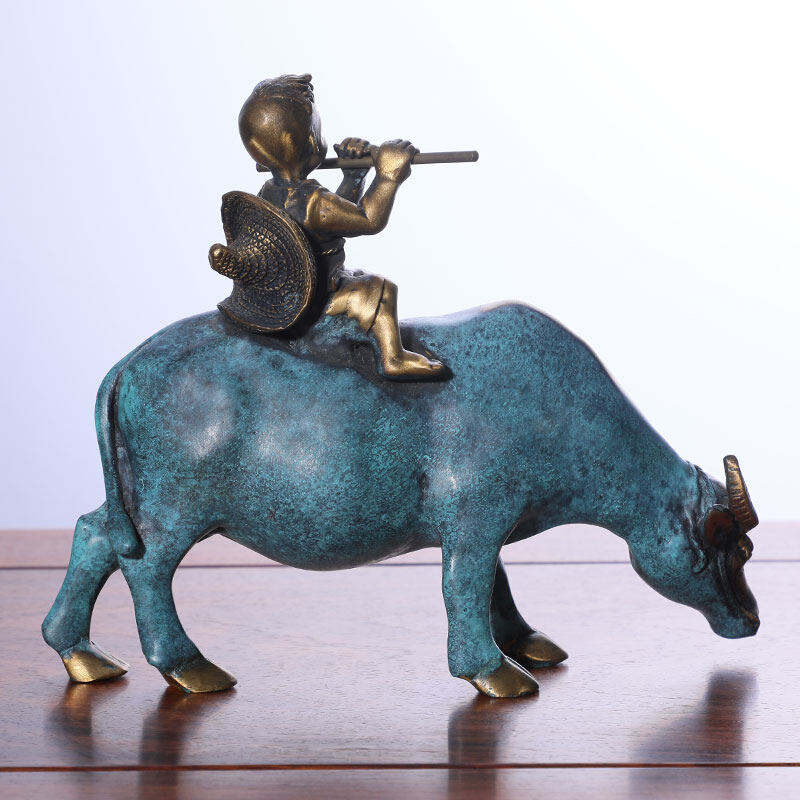 Brass shepherd boy ornament artefact