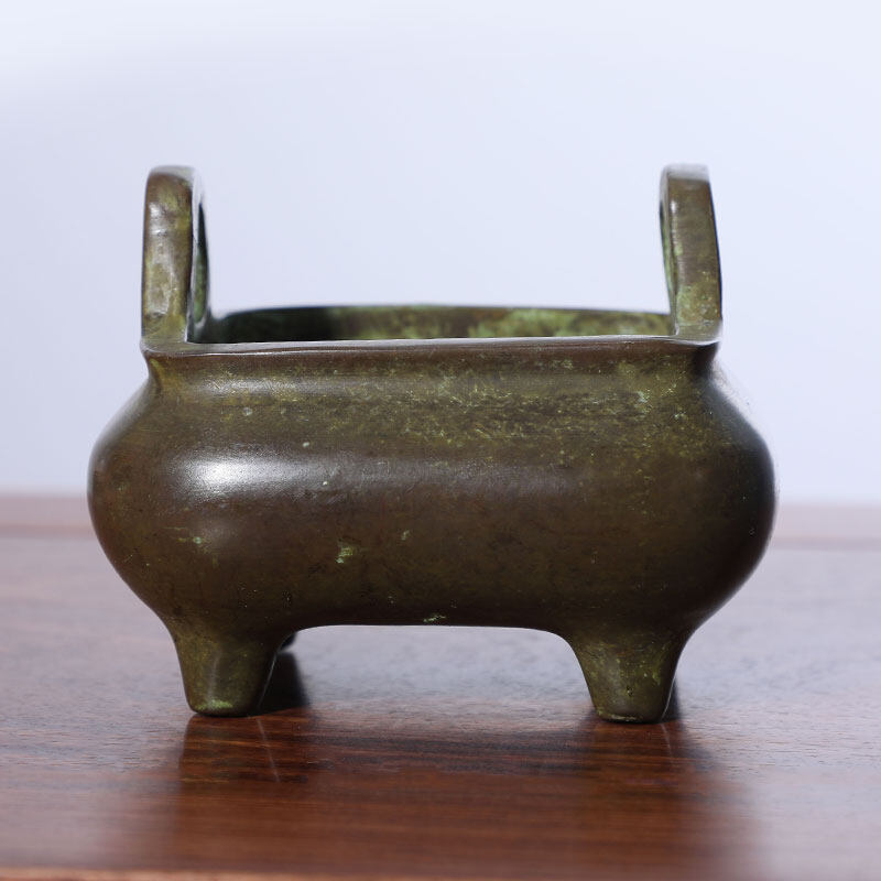 Brass square copper incense burner artefact ornament