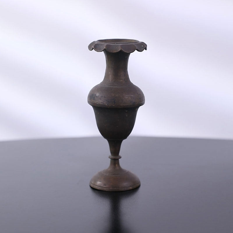 Good luck Vintage vase with high foot artefacts decoration brass craft
