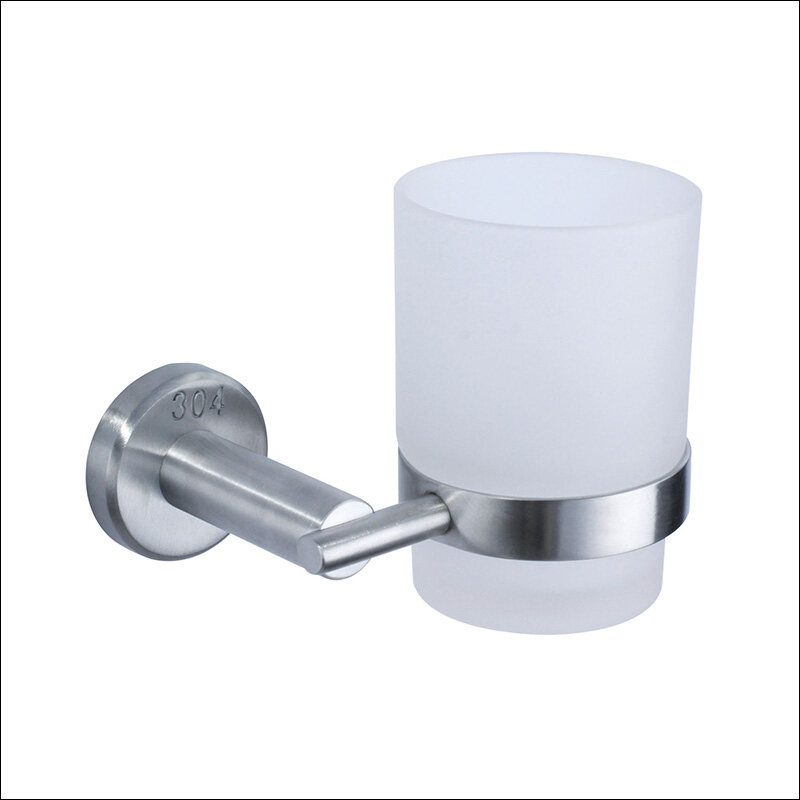 Bathroom  glass and stainless steel 304 cup holder -B6013LS