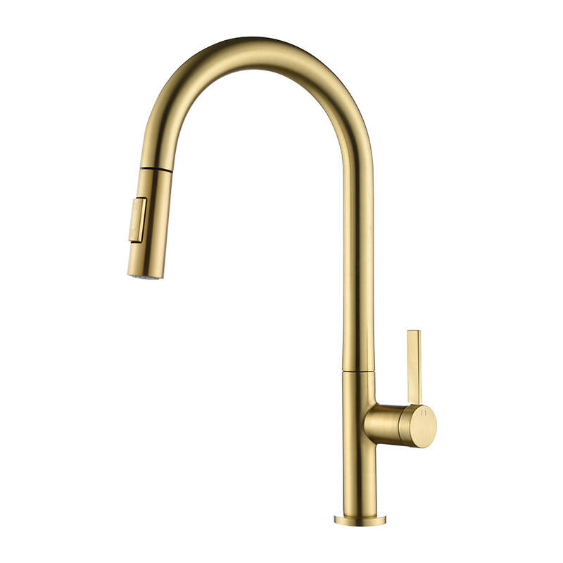 Pull out kitchen sink brass faucet 360 degree rotation hot and cold faucet-231063SJ