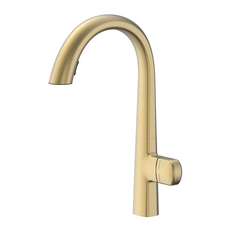 Pull out kitchen sink brass faucet 360 degree rotation hot and cold faucet-241064SJ