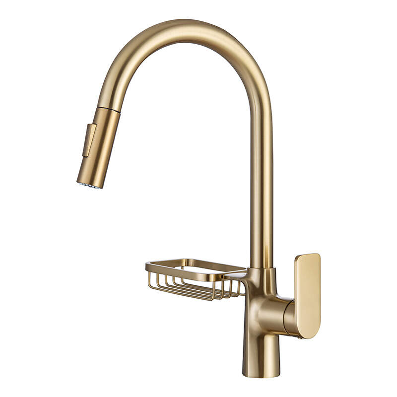 Pull out kitchen sink brass faucet 360 degree rotation hot and cold faucet-931065SJ