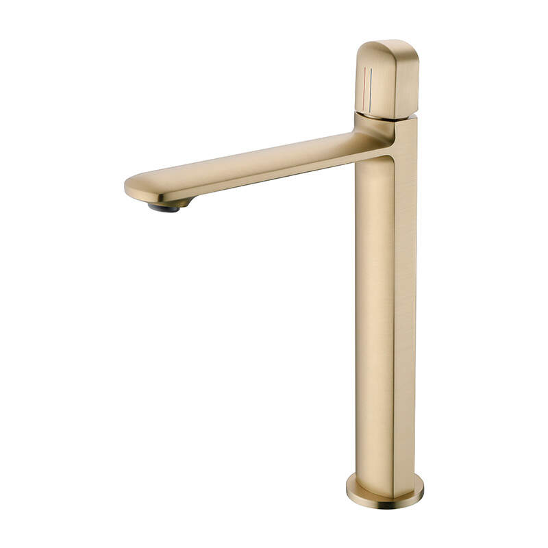 High beauty design brushed gold color bathroom use brass material bathroom  basin faucet -242143SJ