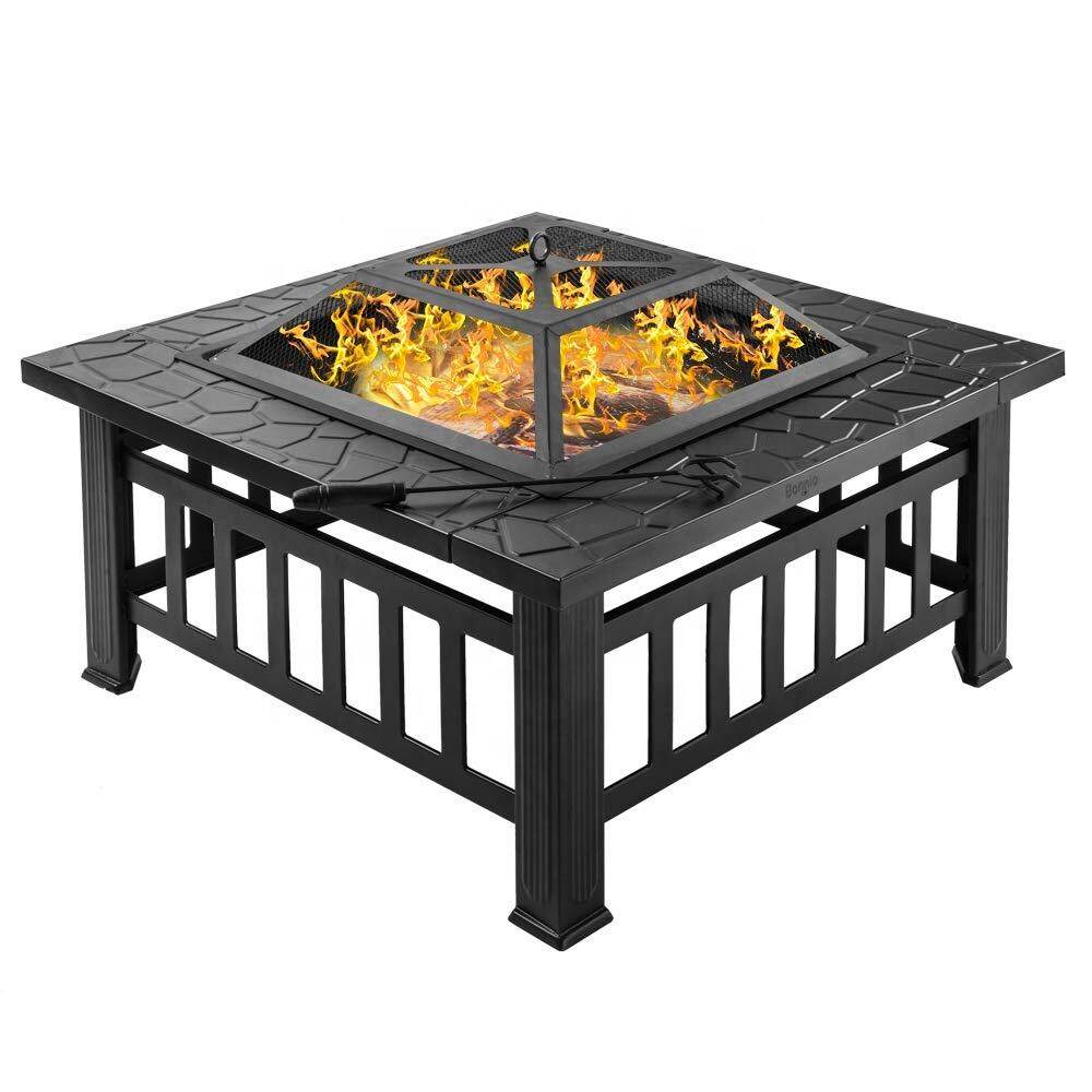 32 Inch Square Table Backyard Patio Garden Wood Burning Fire Pit KY8181FP