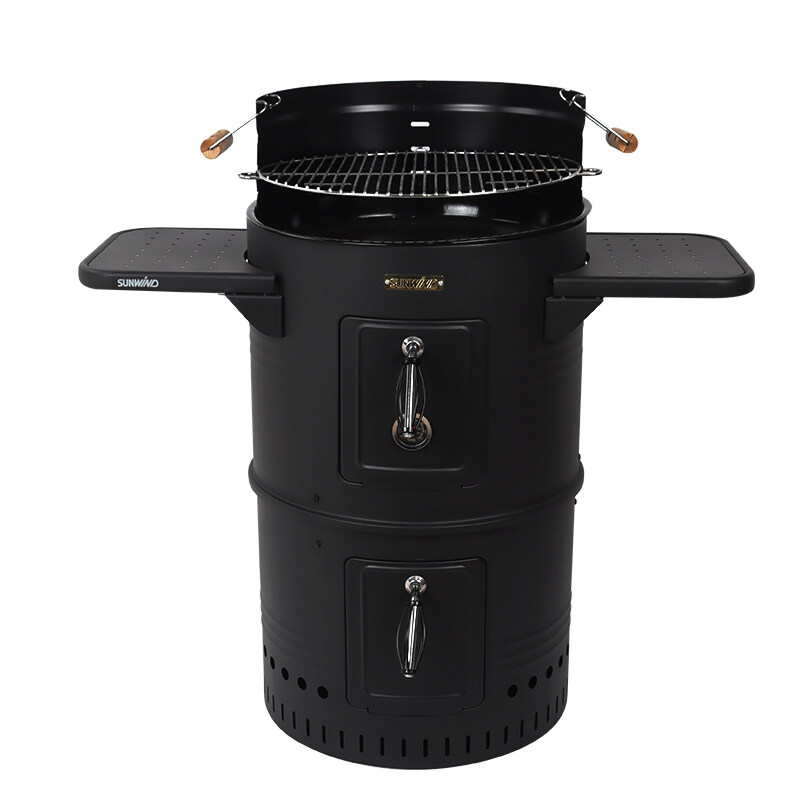 14/16/18/20 Inch Vertical Drum Barrel Charcoal Smoker BBQ Grills With Side Table KYYT20-B02
