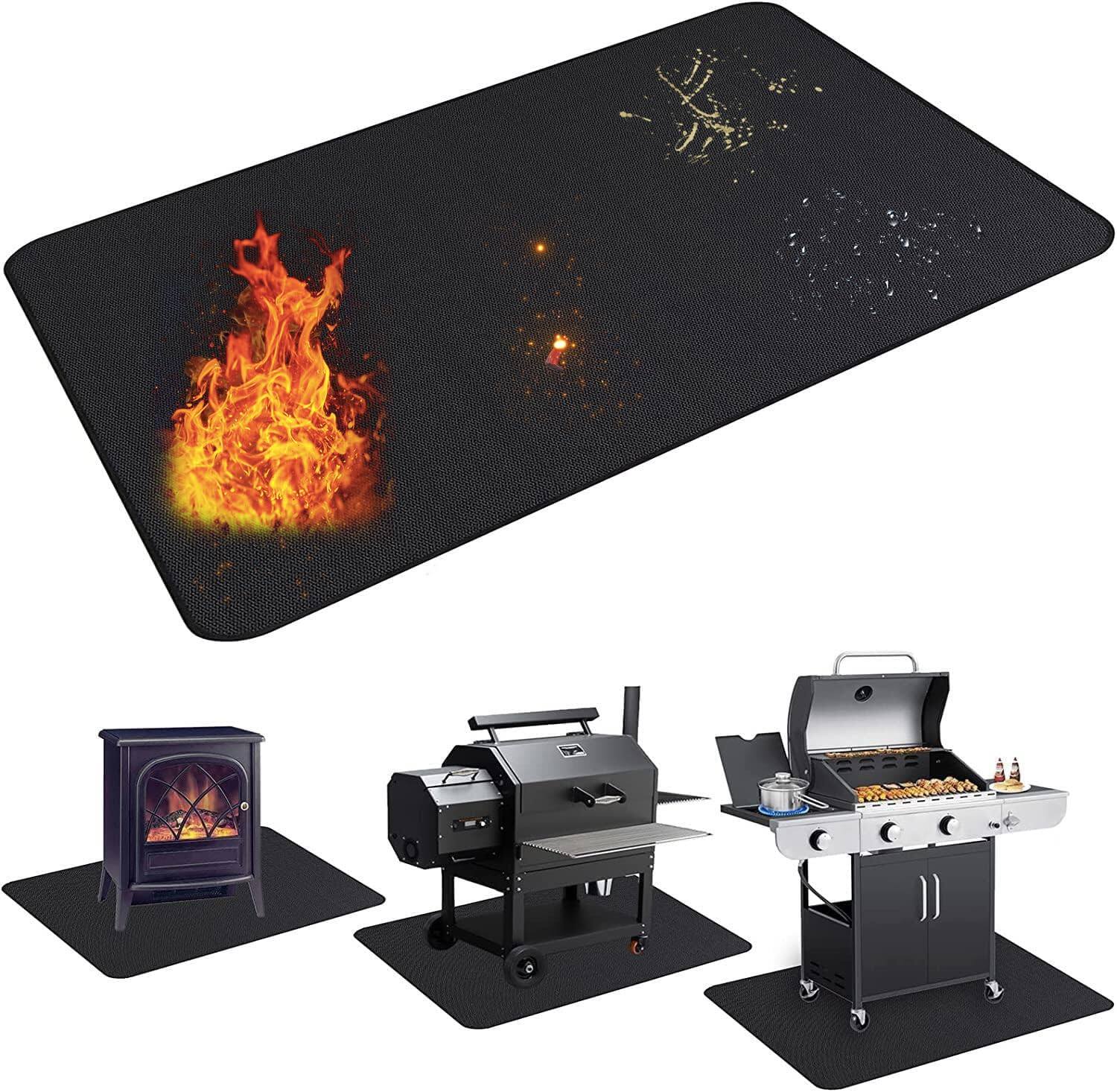 Double Sided Fire Retardant Outdoor Grill Mat -OEM/ODM Grill Factory