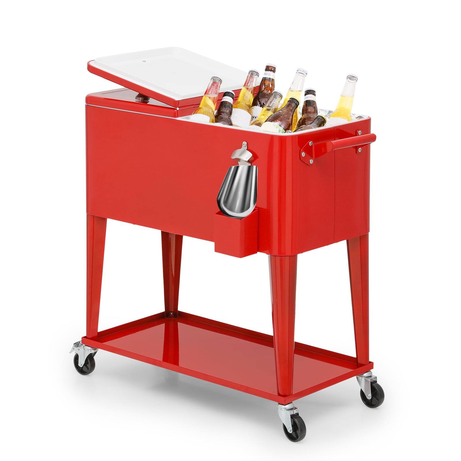 80-Qt Rolling Cooler with Handles and Locking Wheels