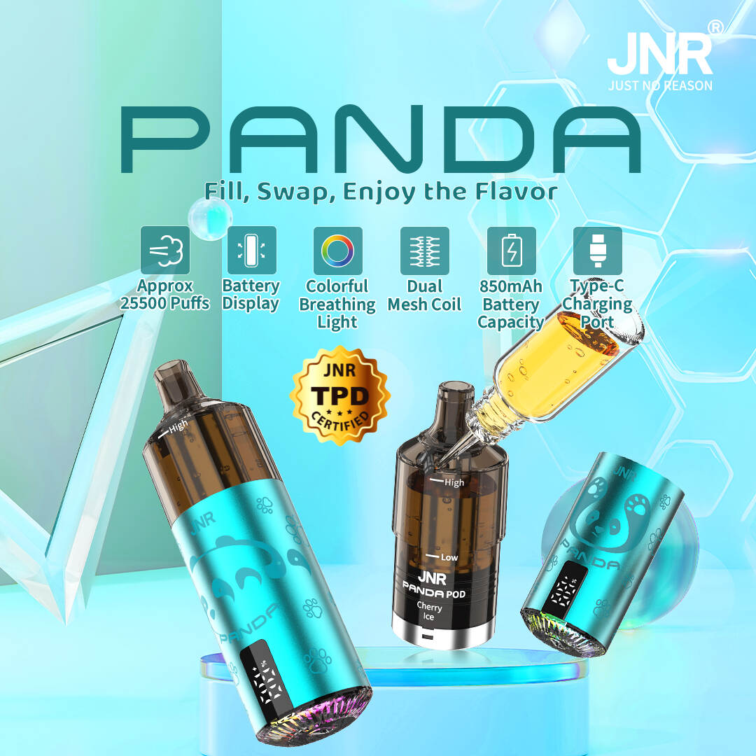 JNR Panda, 2+10 мл заменяемый комплект POD, сертифицированный TPD, интеллектуальный экран, батарея 850 мАч, зарядка типа C, двойная сетчатая катушка 1,2 Ом, 20 мг/мл никотин, JNR Vape, сигарета, Meilleur Cigarette Electroniqu Грос, JNR Puff