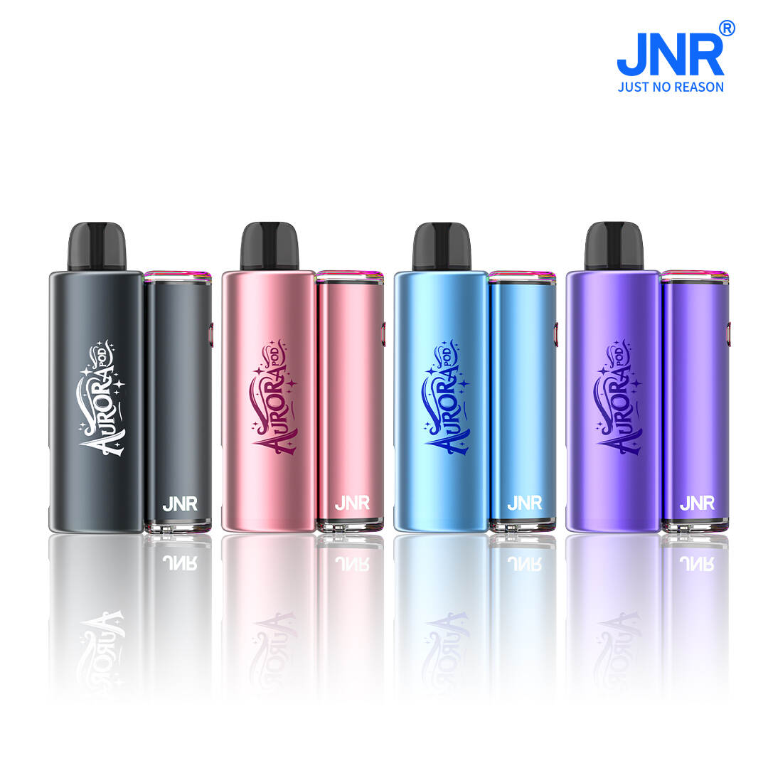 JNR, Puff Jnr, Jnr Aurora 30K, 2+10ml vyměnitelná poddaní kit, TPD certifikovaná vape, 900 mAh baterie, barevné dýchací světlo, nabíjení typu-C, vyměnitelný pod systém POD, JNR Vape