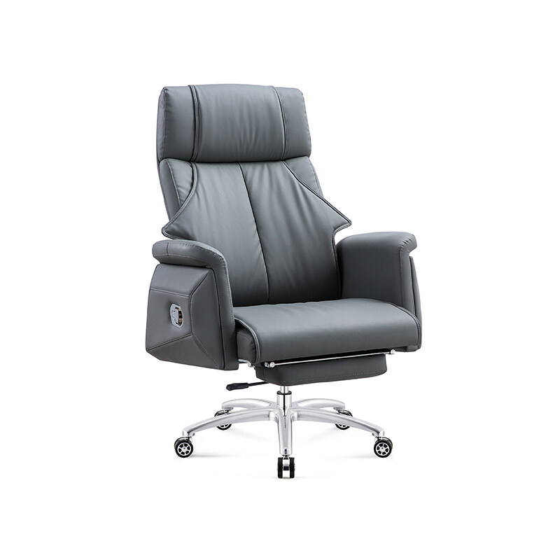 ergonomic office chair, gray leather chair, office furniture with armrest