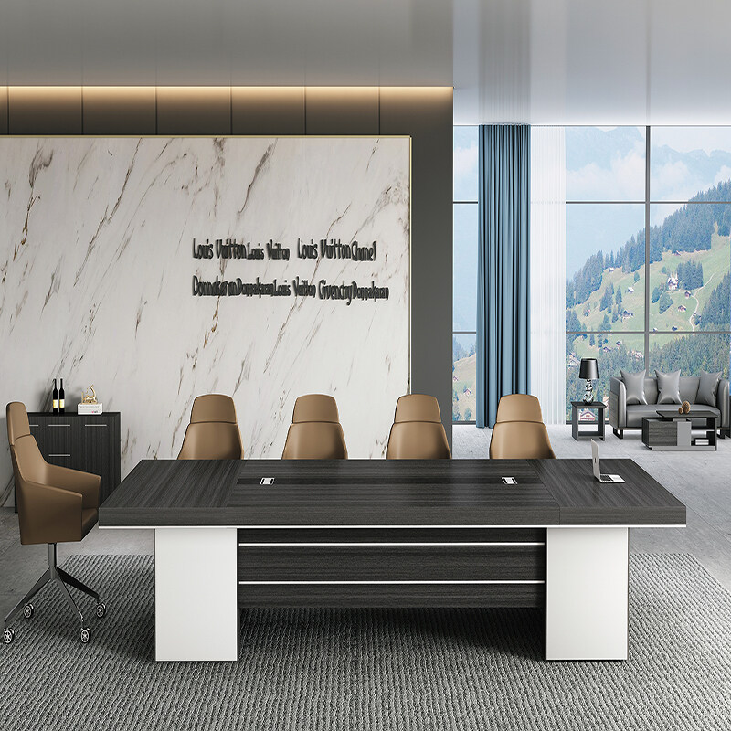 Gray functional meeting room desks Custom office meeting tables for suppliers