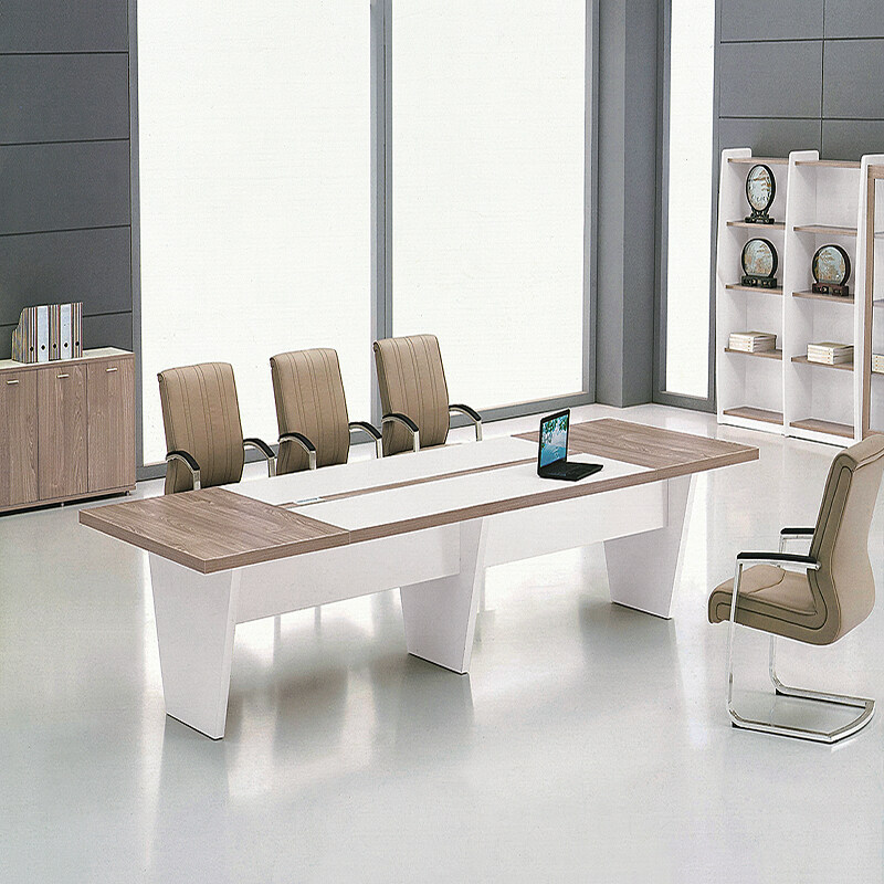 OEM conference desk, modern fresh style, burlywood conference desk, white and apricot desk