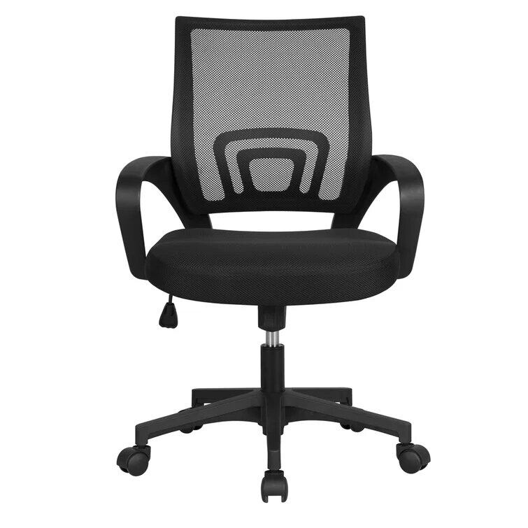 Black Modern Mesh Chair with Rotatable and Adjustable height for Staff