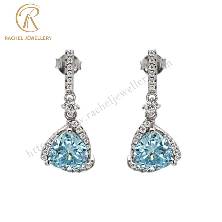 925 sterling silver earrings with light blue sapphire