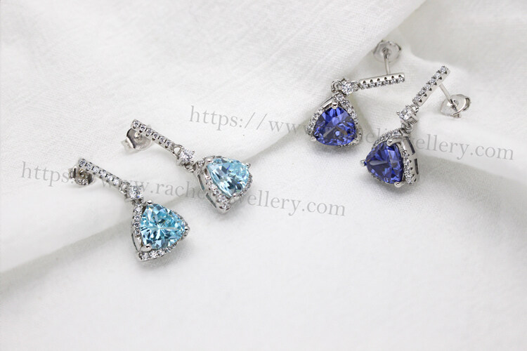 Triangular Silver Plated Crystal Drop Earrings.jpg
