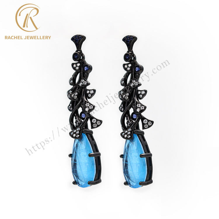 drop earrings with semi precious stones