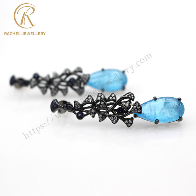 drop earrings with semi precious stones