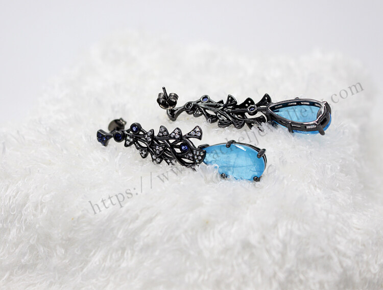 popular Paraiba drop earrings with semi precious stones.jpg
