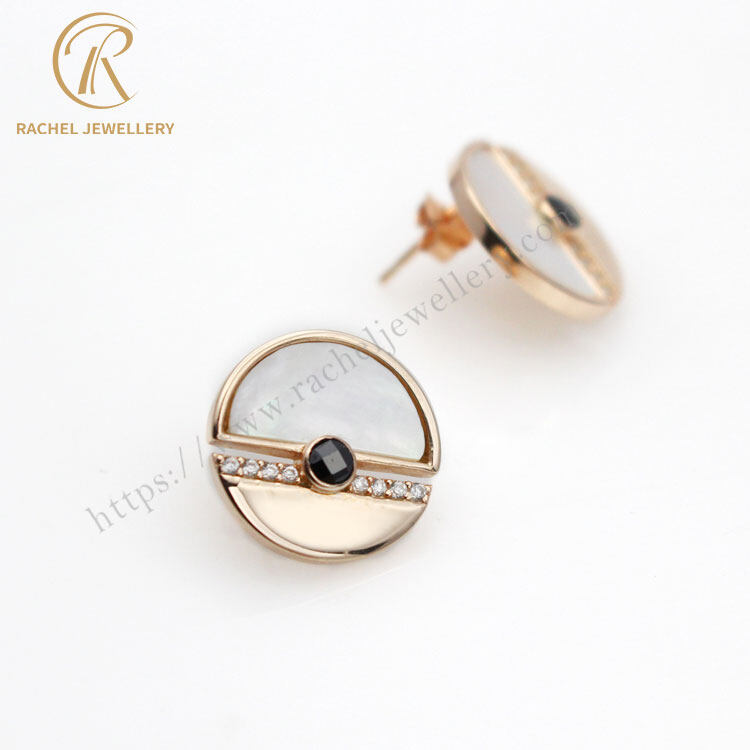 rose gold button earrings, pearl button earrings gold