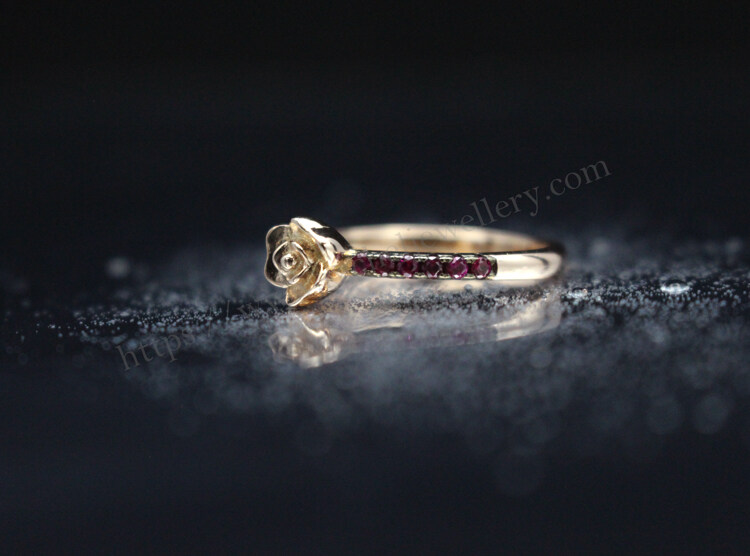 sterling silver rose flower ring with nice design in red corundum.jpg