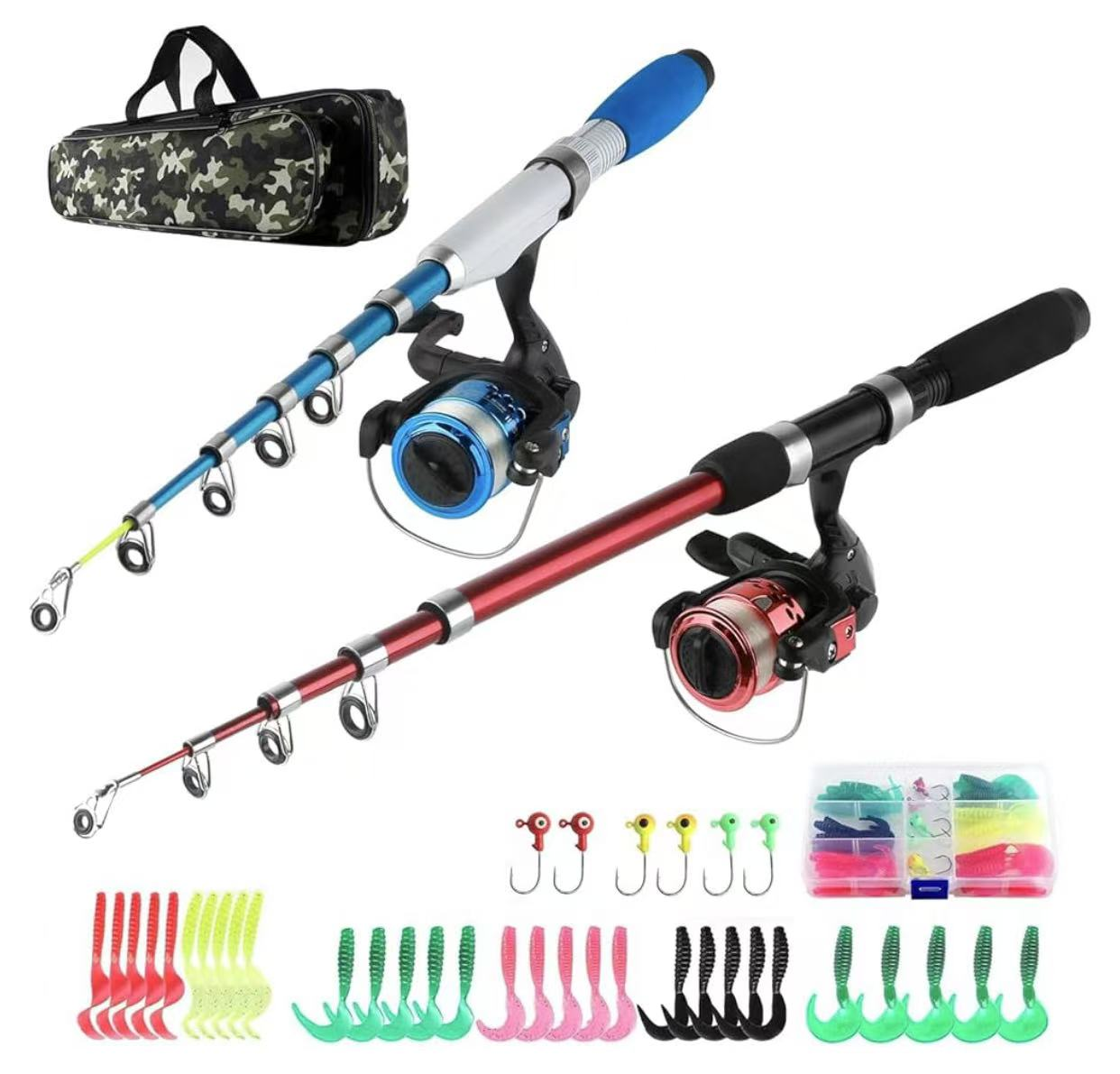 Multi-Purpose Fishing Rod Kit (Carbon Rod + Spinning Reel + Floats/Sinkers) for River/Lake/Ocean Fishing
