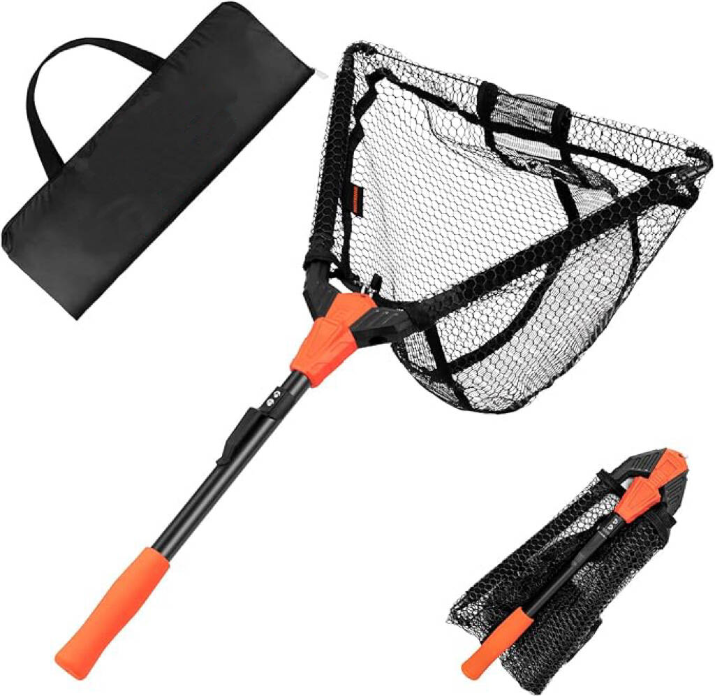 Fishing Net Fish Landing Net, Foldable & Lightweight Freshwater Fishing Landing Net with Built in Length Scale, Aluminum Handle,