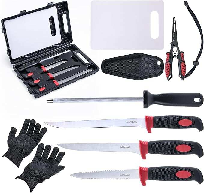 Fillet Knife Fishing Kit,Fish Cleaning Kit,Fish Fillet Knife Set, Filet Fishing Kit,Fishing Knife with Sheath,Fishing Equipment