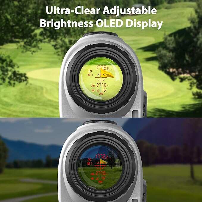 2 Golf Laser Rangefinder, 1200/2500Y Ranging, Ultra-Clear Optics with 99% Transmission Lens OLED Display, Dual Power Sources