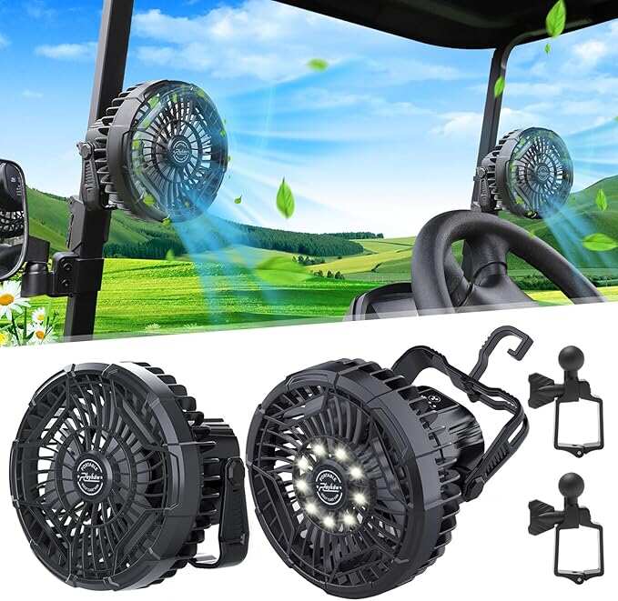 Golf Cart Portable Rechargeable Fan Compatible with EZGO Club Car Yamaha, 10400mAh Battery Operated Fan