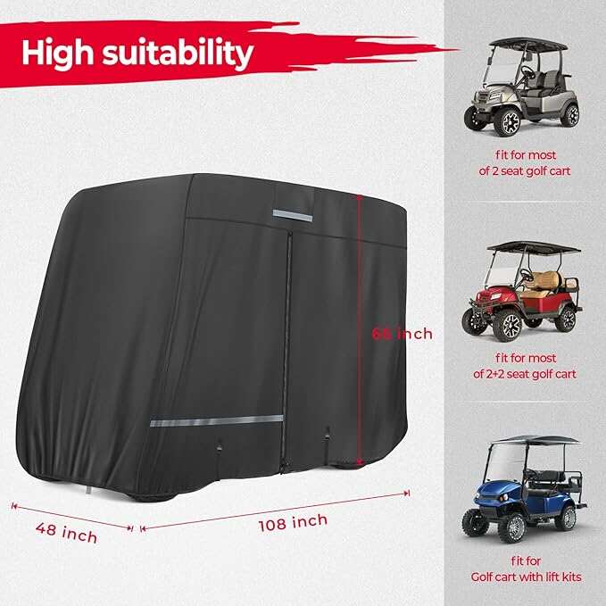 Golf Cart Cover, 2/2+2/4/4+2/6/6+2/8 Passenger Heavy Duty Golf Cart Rain Covers with Storage Bag Universal Compatible