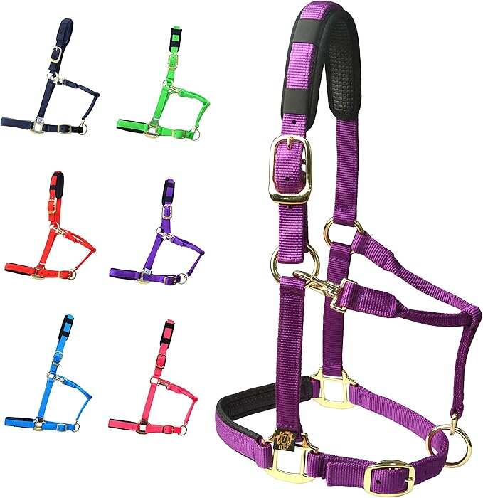 Adjustable Horse Halters by Heavy Duty Soft Nylon, Padded with Anti-rubbing Waffle Neoprene on Both Crown & Nose