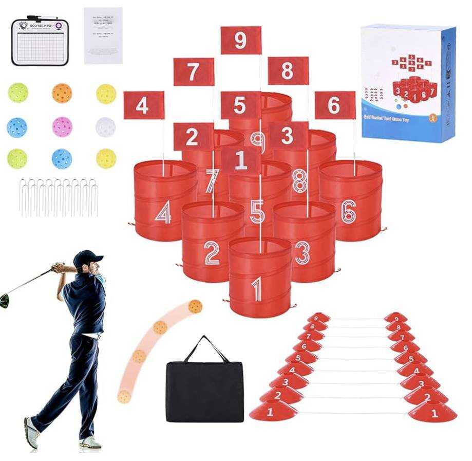 Backyard Golf Game 9 Hole Portable Bucket Golf Game for Kids and Adults