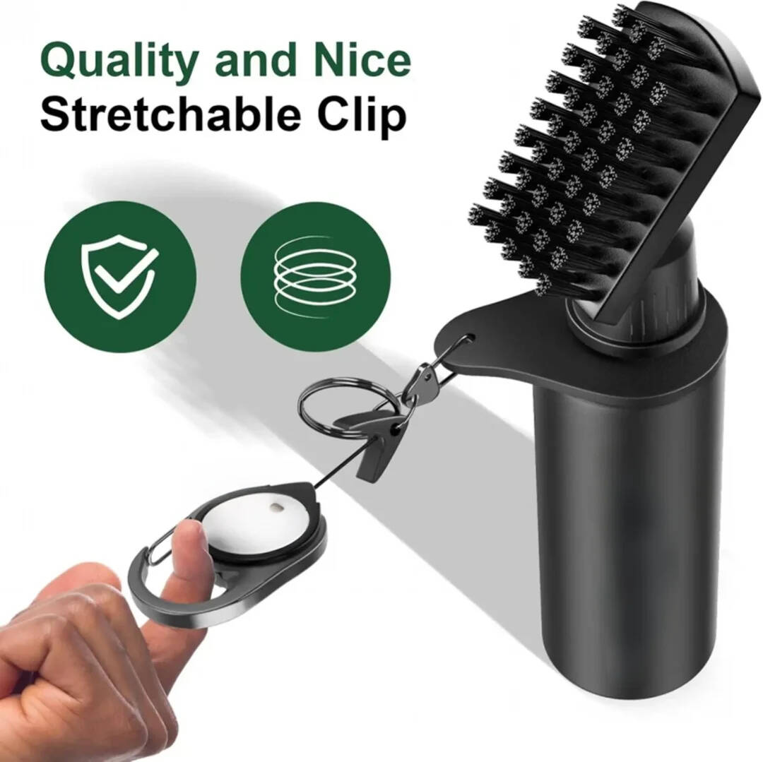 Pro Golf Club Brush Cleaner with Retainer Clip and Squeeze Water Bottle 7.5 Inches Holds 4 Ounces of Water
