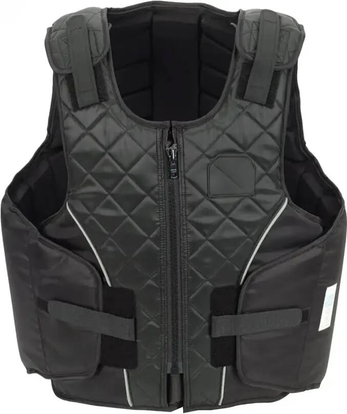 Adults' ComfortFlex Body Protector | Durable Comfortable Adjustable Safety Reflective Piping Equestrian Riding Vest, Black, Medi