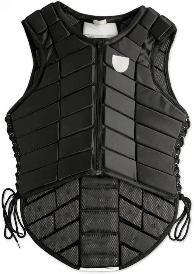 Horse Riding Eventer Vest - English Style Protective Horseback Riding Apparel - Flexible Customizable Fit Body Protector - Black