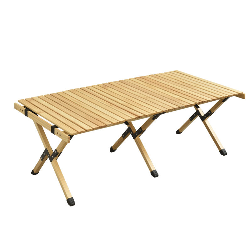 Outdoor folding roll solid wood picnic table