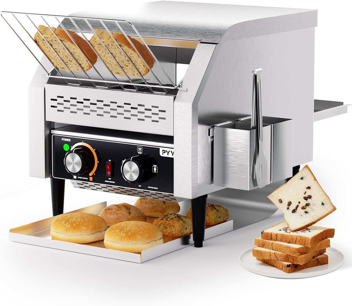 Restaurant Toaster for Bun Bagel Bread, Heavy Duty Stainless Steel Conveyor Toaster，Commercial Conveyor Toaster