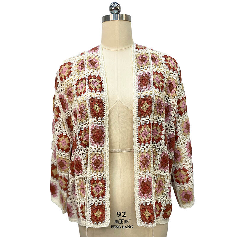 Women Crochet Coat Knitwear Design Ladies Knit Sweater Custom Crochet Cardigan Grofgebreid Vest Van Crochet Hollow Out Hand Cro