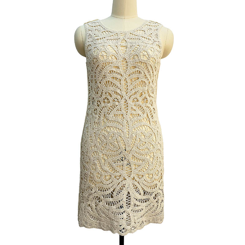 New Arrival Elegant Crochet Knitted Sweater Vest Dress for Women Floral Bodycon Beach Robe Spring Casual Style