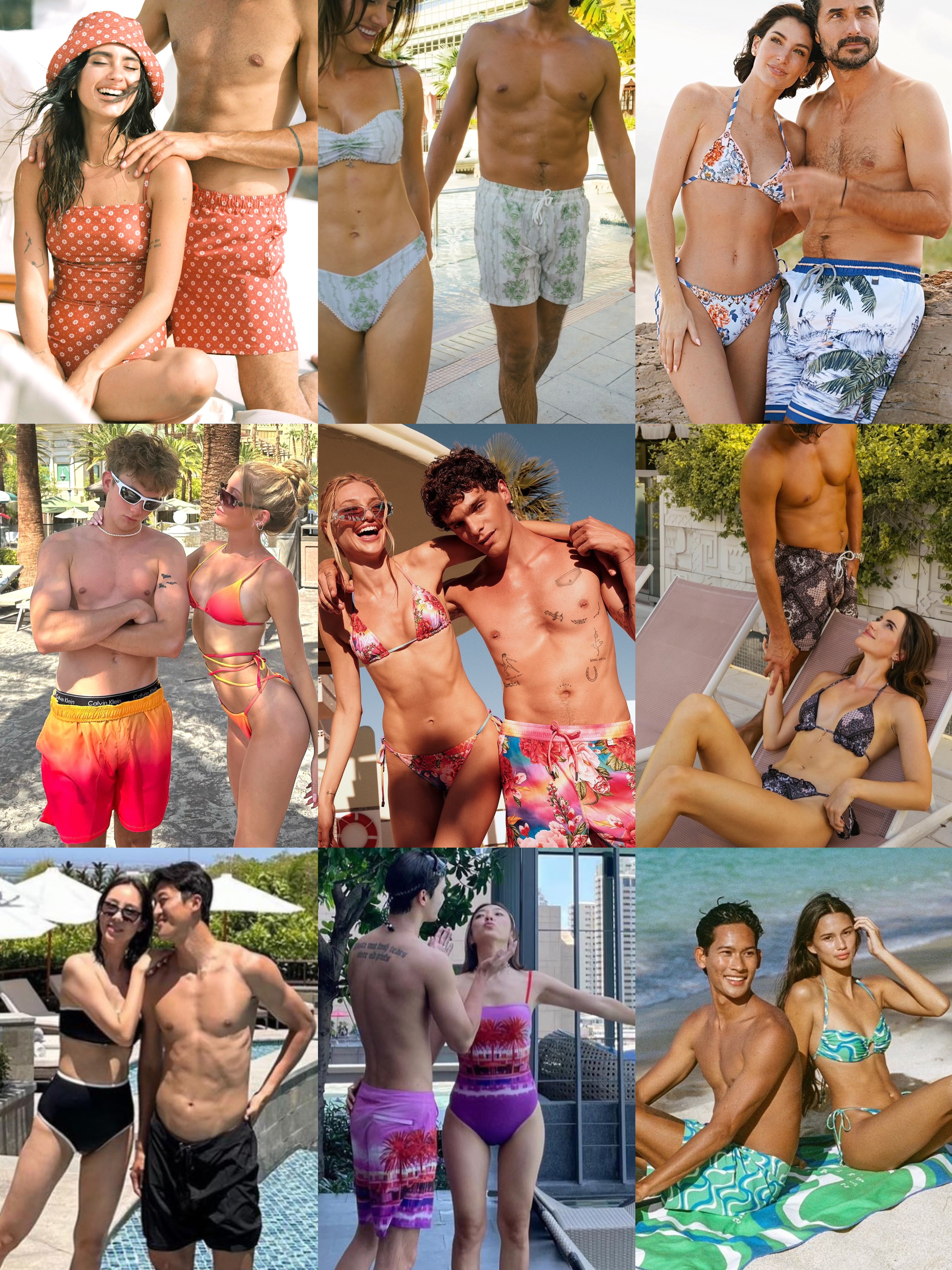 OEM Custom Swimsuits for Couples Men Beach Shorts and Women Bikini Set